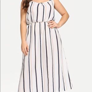 Plus Cold Shoulder Striped Dress